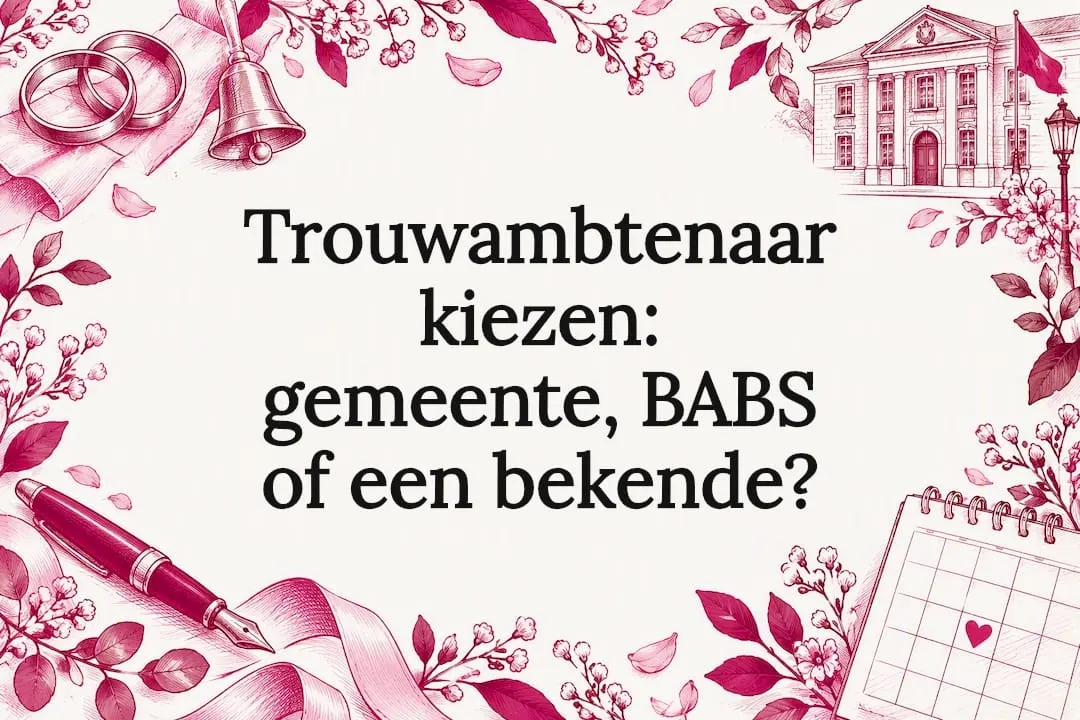 Sierlijke titelkaart met huwelijksymbolen
